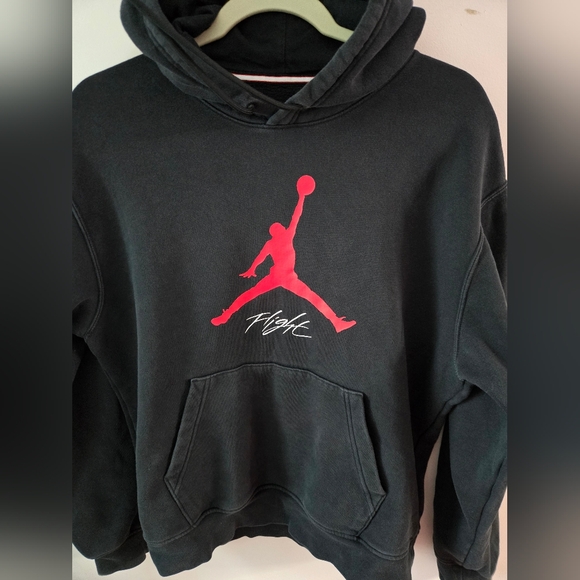 Jordan Black Hoodie with Red Jumpman Logo - Picture 3 of 9